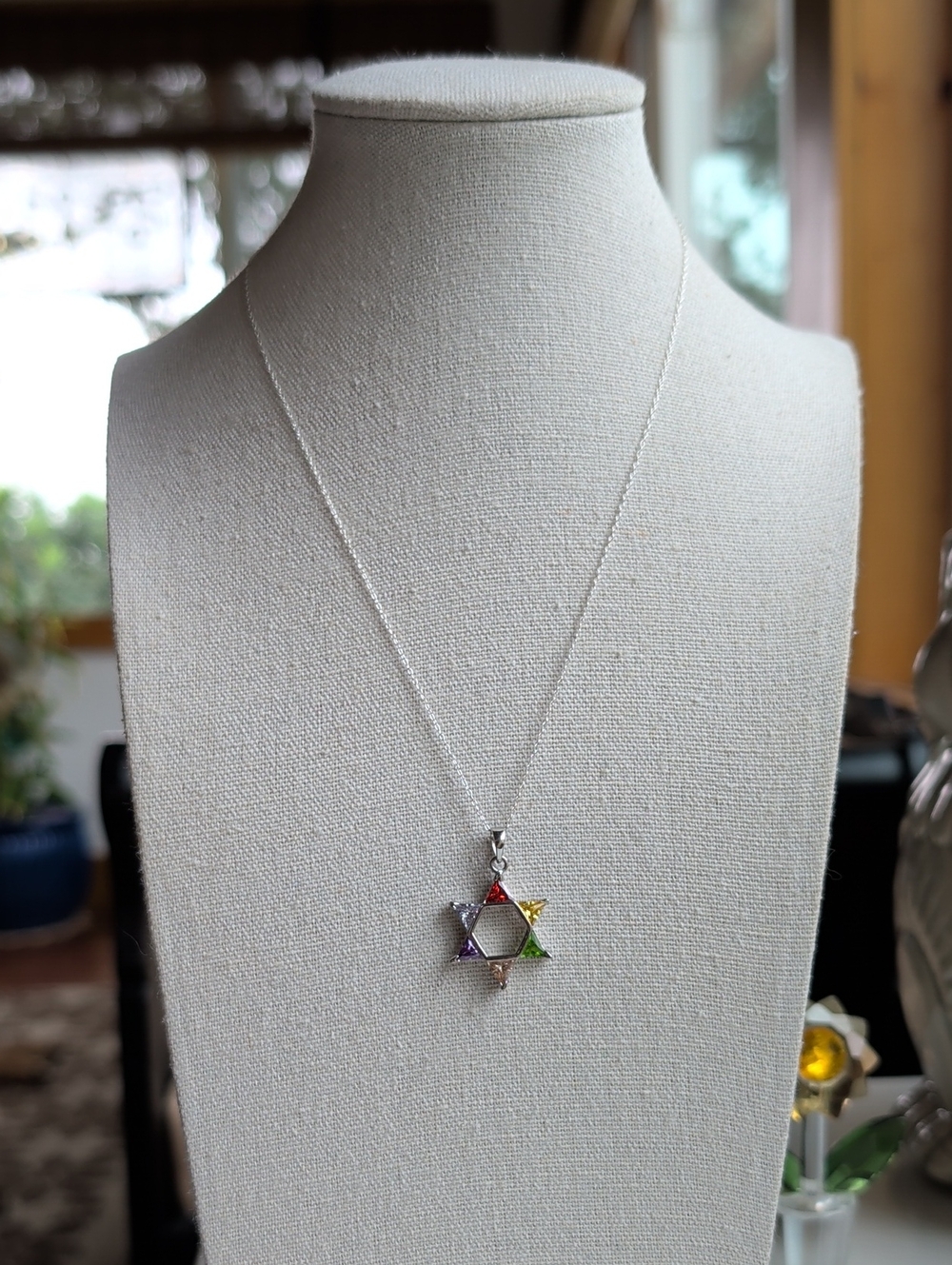 Star of David 925 CZ Sterling Pendant/Necklace, 16"